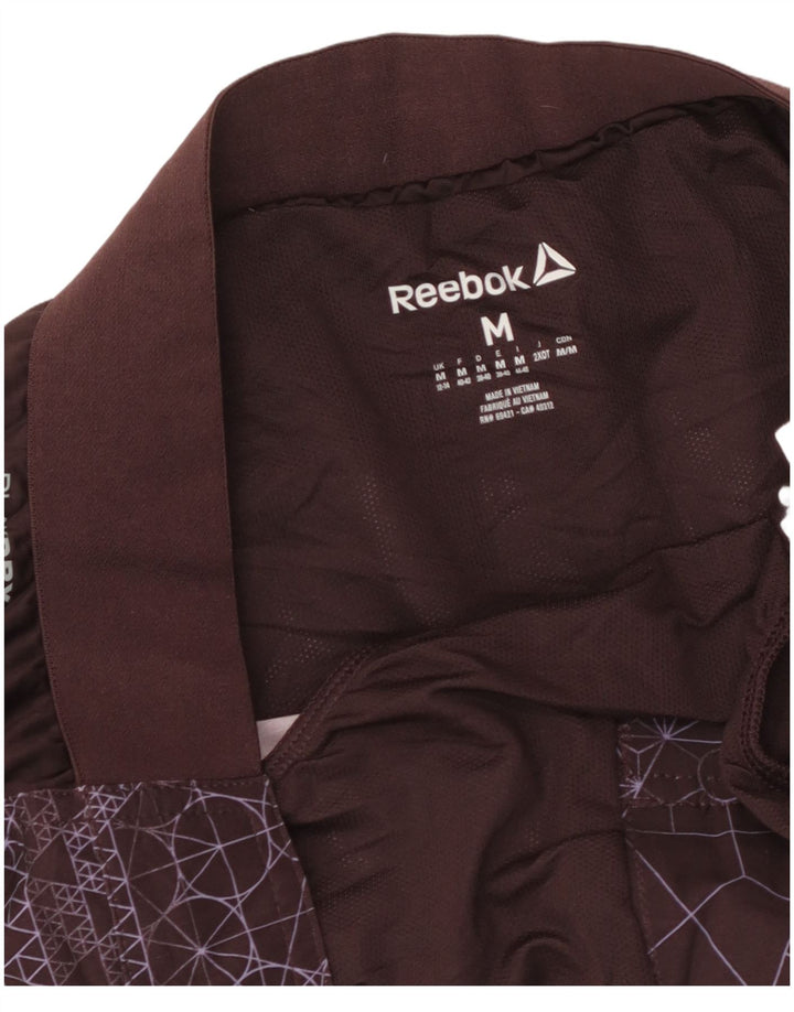REEBOK Womens Graphic Swimming Shorts UK 12/14 Medium  Brown Geometric