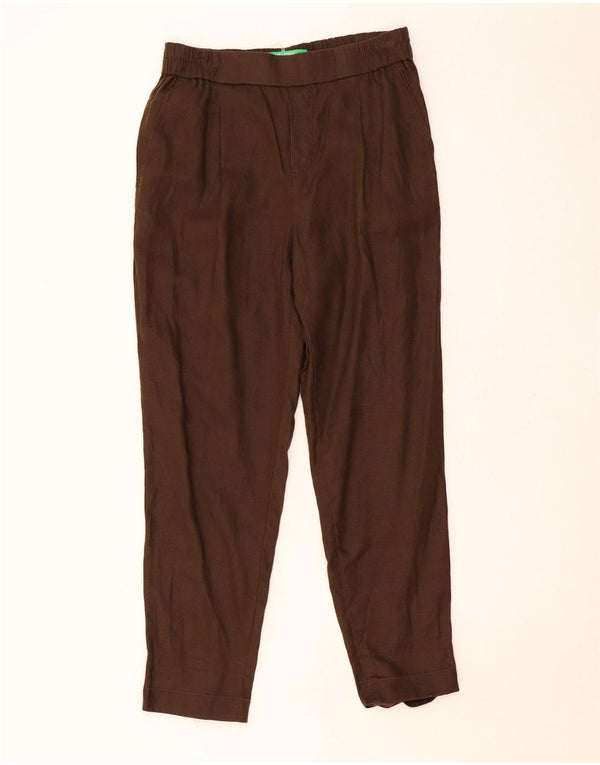 BENETTON Womens Tapered Chino Trousers Medium W28 L27 Brown Linen
