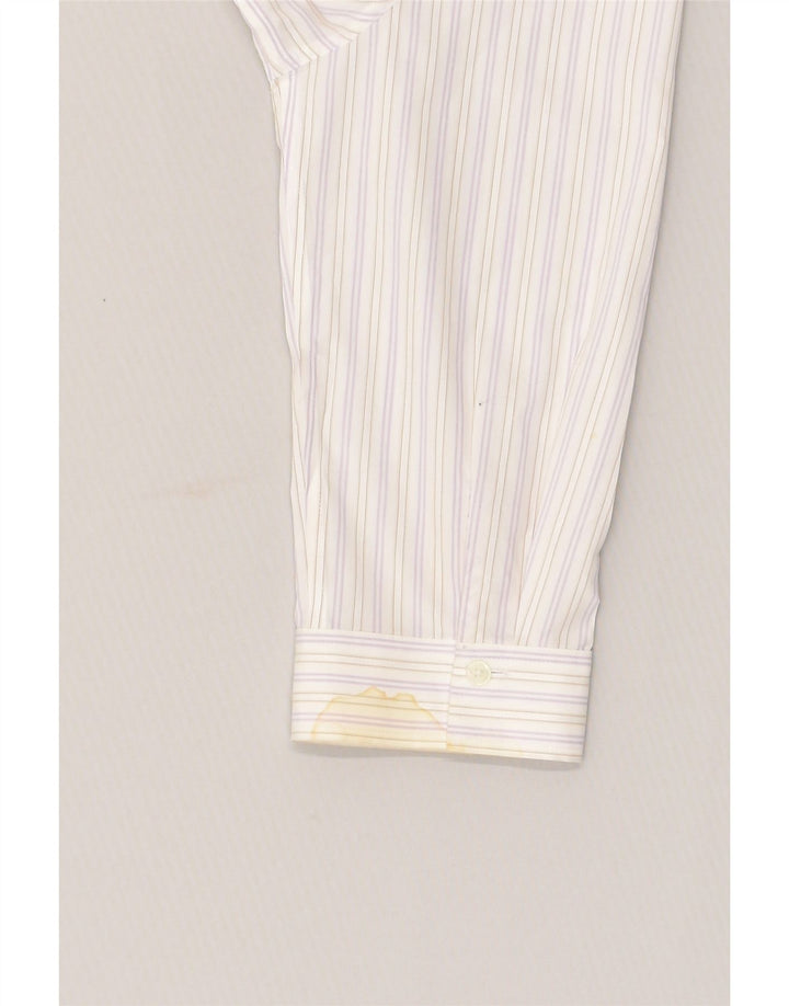 EDDIE BAUER Womens 3/4 Sleeve Shirt UK 16 Large White Striped Cotton | Vintage Eddie Bauer | Thrift | Second-Hand Eddie Bauer | Used Clothing | Messina Hembry 