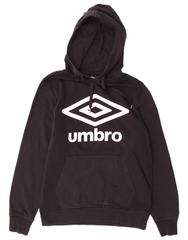 UMBRO Mens Graphic Hoodie Jumper Medium Black Cotton