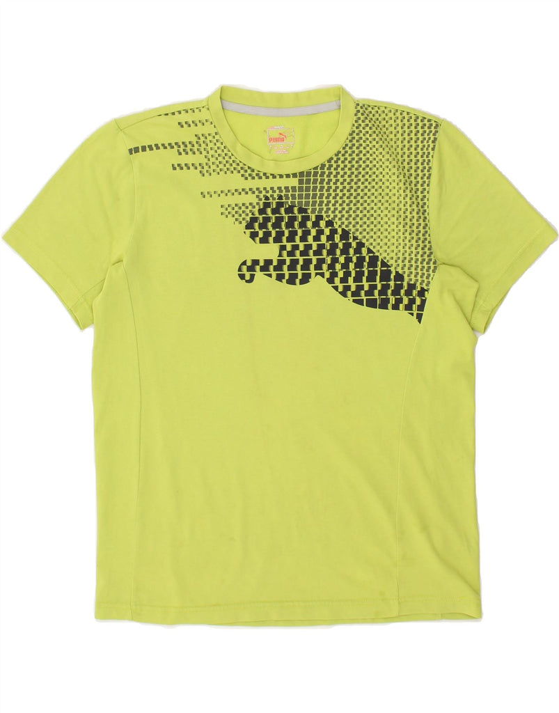 PUMA Mens Graphic T-Shirt Top Medium Yellow | Vintage Puma | Thrift | Second-Hand Puma | Used Clothing | Messina Hembry 