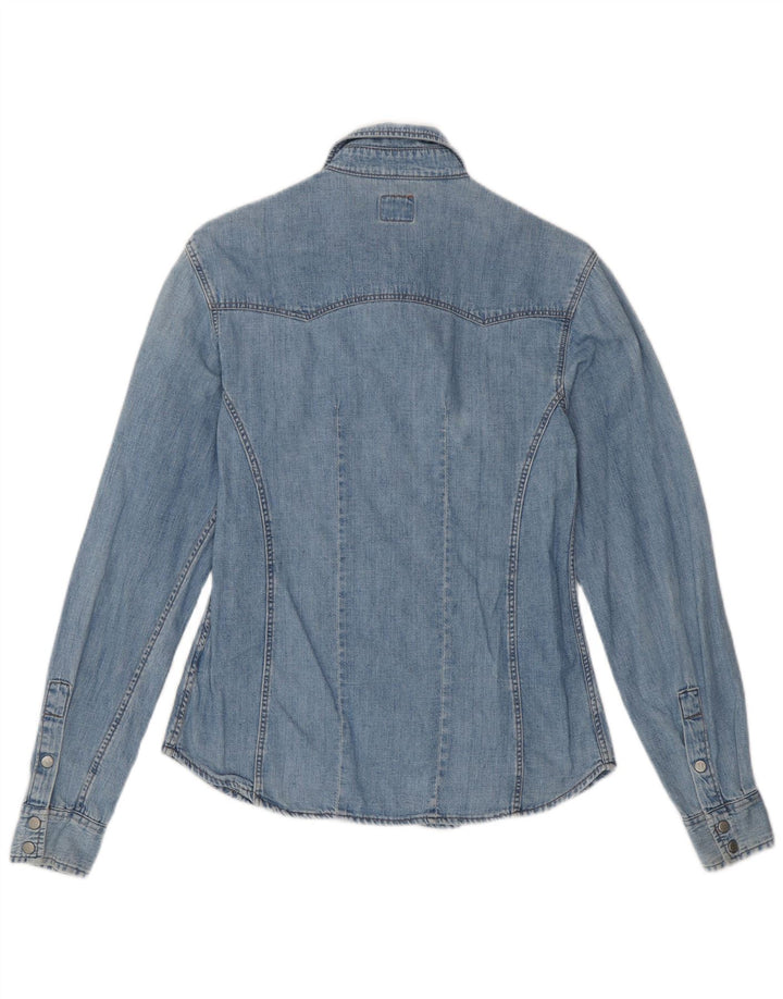 OXXY Womens Denim Shirt UK 12 Medium Blue Cotton