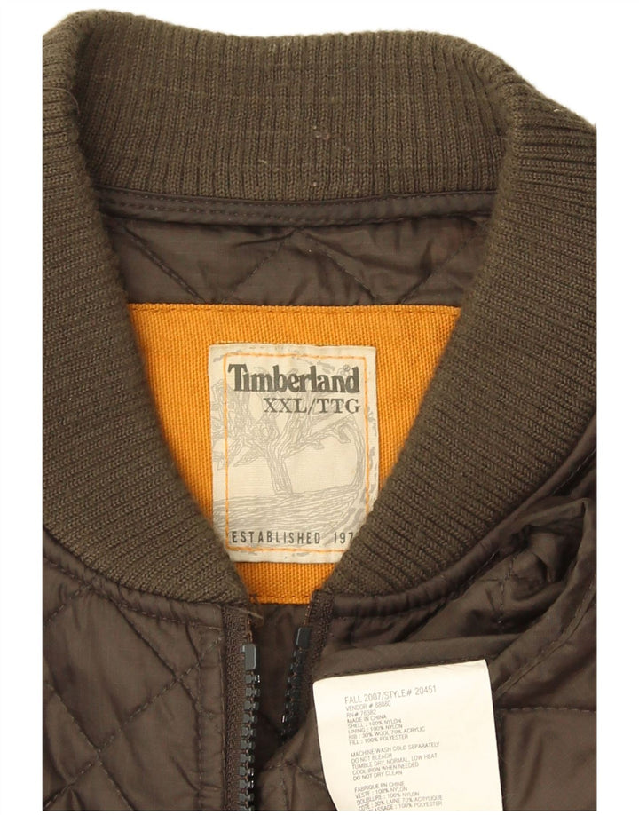 Timberland Mens Quilted Jacket UK 44 2XL Khaki Nylon