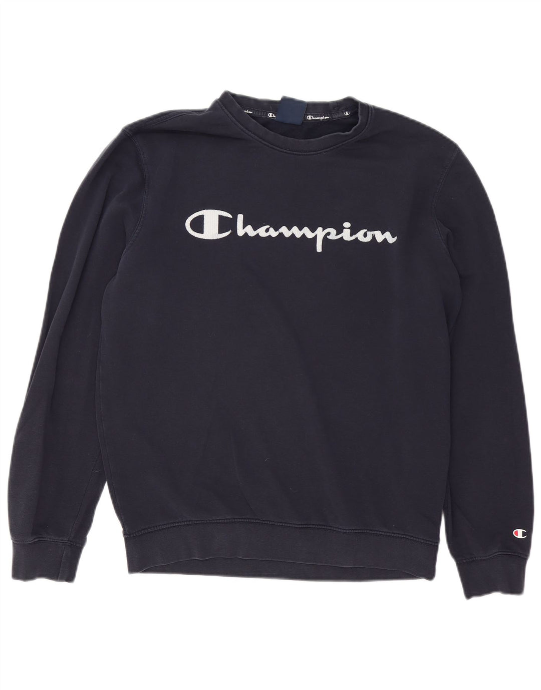 CHAMPION Mens Graphic Sweatshirt Jumper Medium Navy Blue Cotton