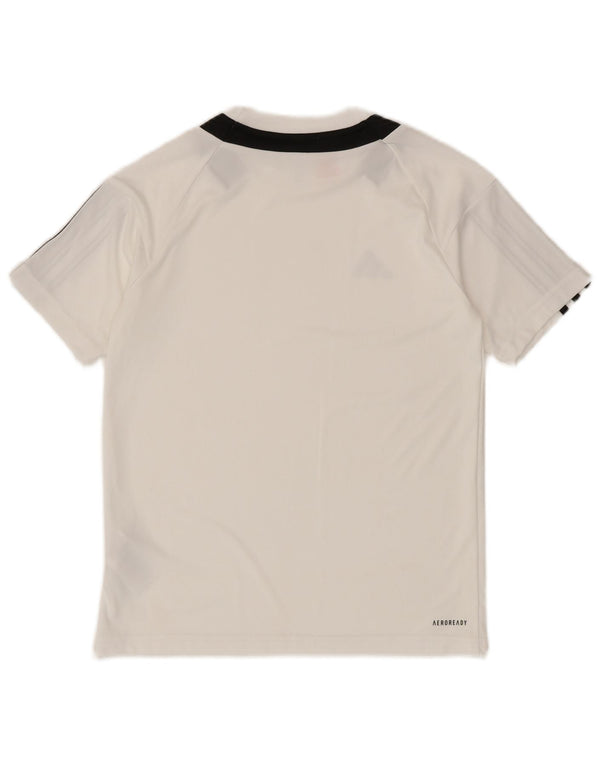 Adidas Boys Aeroready T-Shirt Top 11-12 Years White Colourblock Polyester