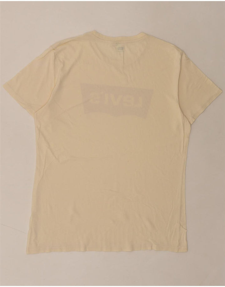 LEVI'S Mens Graphic T-Shirt Top Medium Off White Vintage Levi's and Second-Hand Levi's from Messina Hembry 