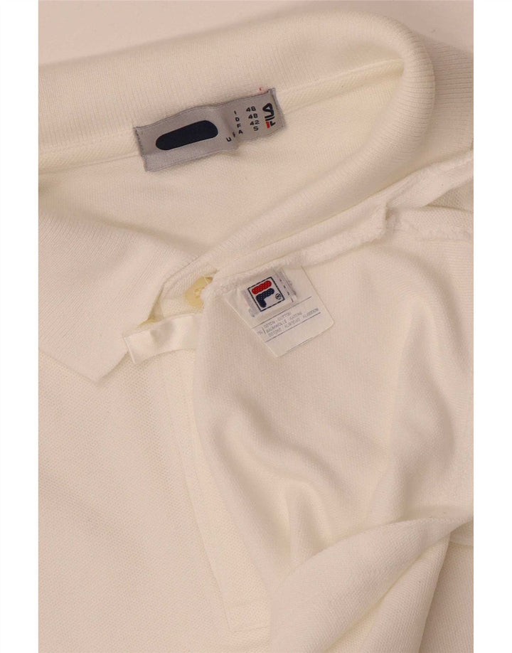 Fila Mens Polo Shirt IT 48 Medium White Cotton