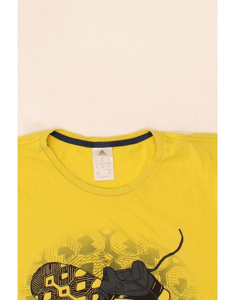 ADIDAS Mens Graphic T-Shirt Top XL Yellow Vintage Adidas and Second-Hand Adidas from Messina Hembry 