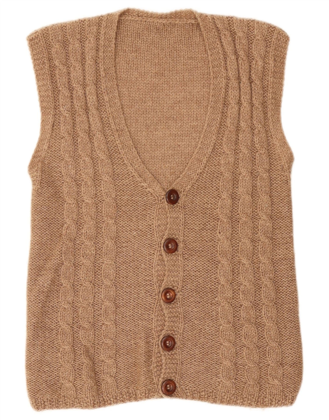 Vintage Mens Sleeveless Cardigan Sweater Small Beige