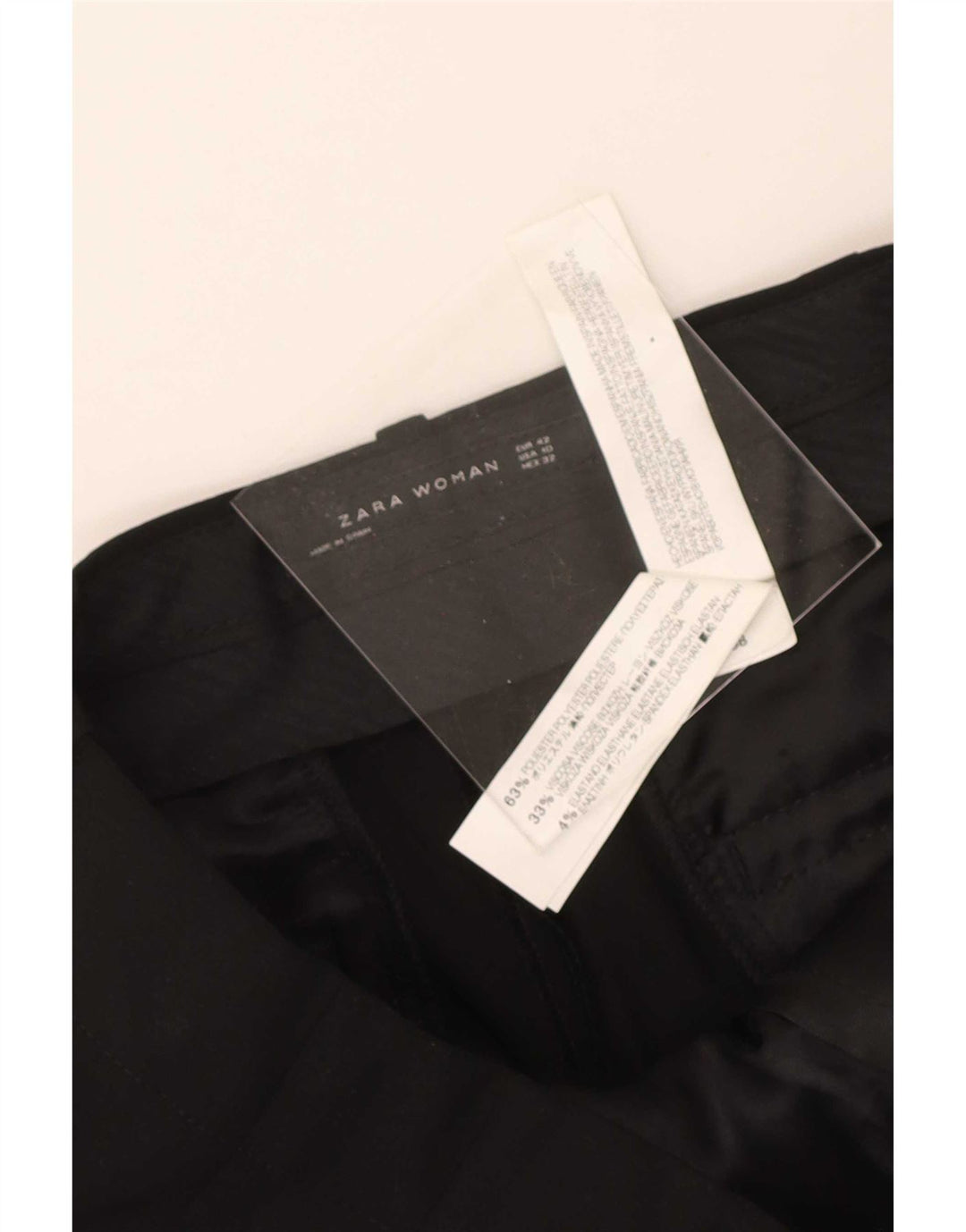 Zara Womens Straight Suit Trousers EU 42 Large W32 L34 Black Polyester