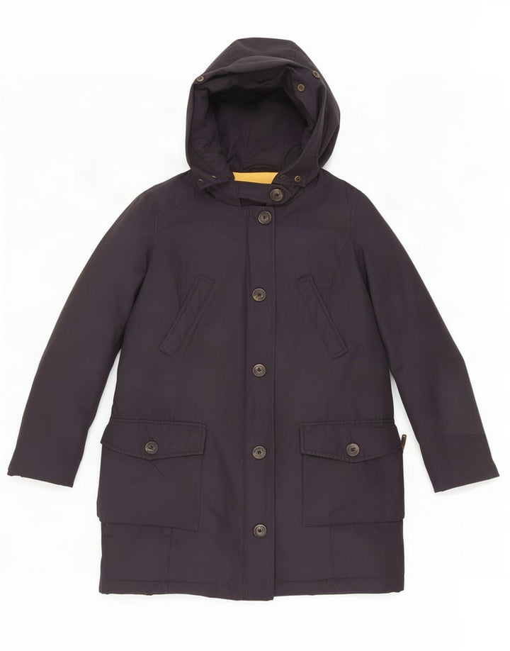 Zara Womens Hooded Padded Coat UK 12 Medium Navy Blue Polyamide