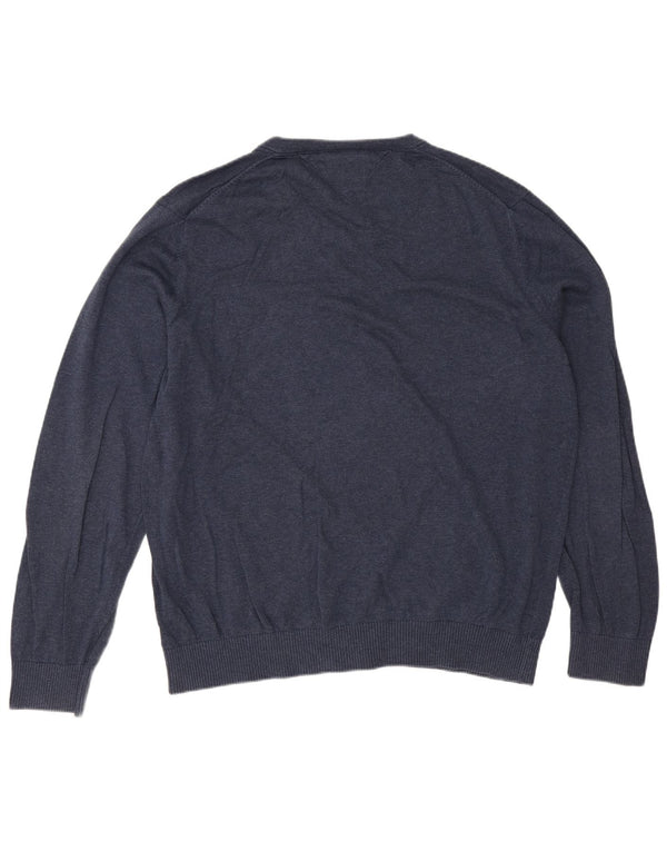 Tommy Hilfiger Mens V-Neck Jumper Sweater 2XL Navy Blue Cotton