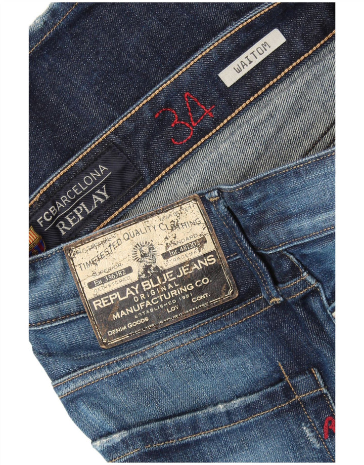 REPLAY Mens Waitom Straight Jeans W34 L34 Navy Blue