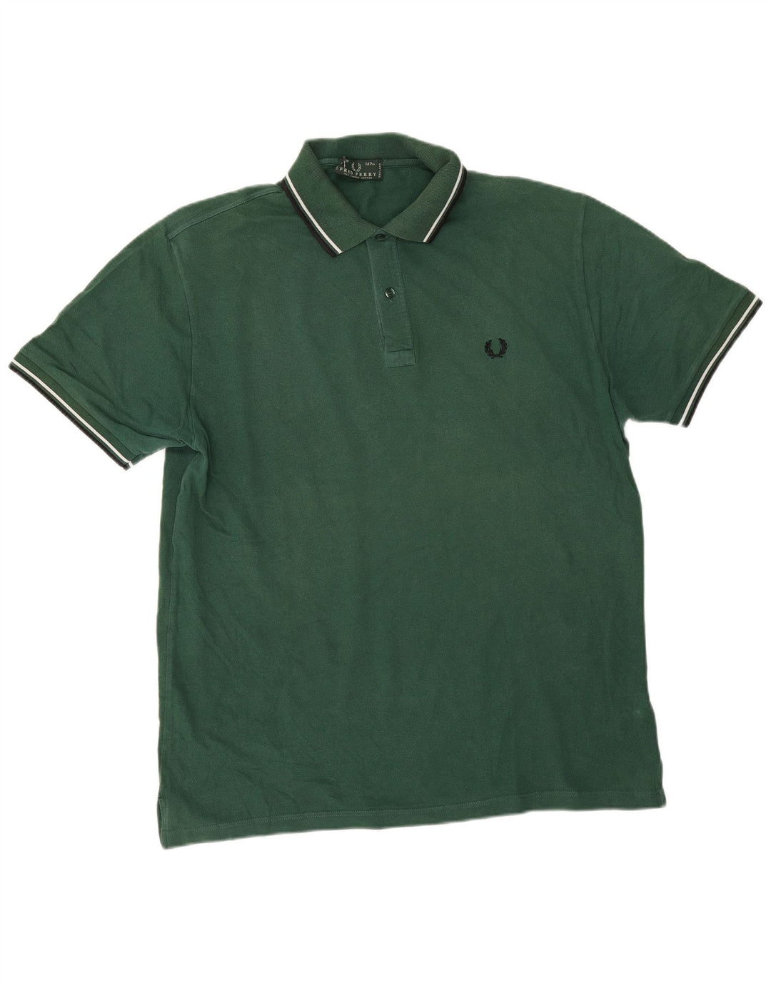 Fred Perry Mens Polo Shirt XL Green Striped Cotton