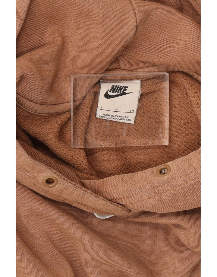 NIKE Womens Oversized Hoodie Jumper UK 10 Small Brown Cotton