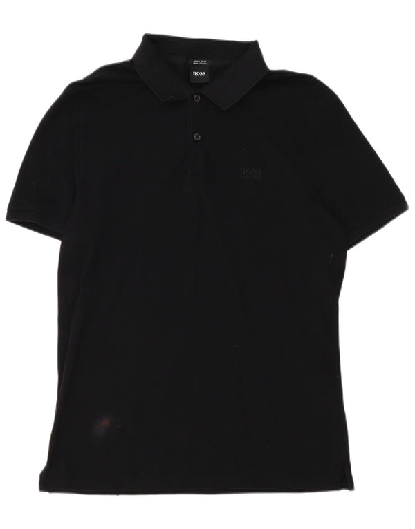 Hugo Boss Mens Regular Fit Polo Shirt Medium Black Cotton