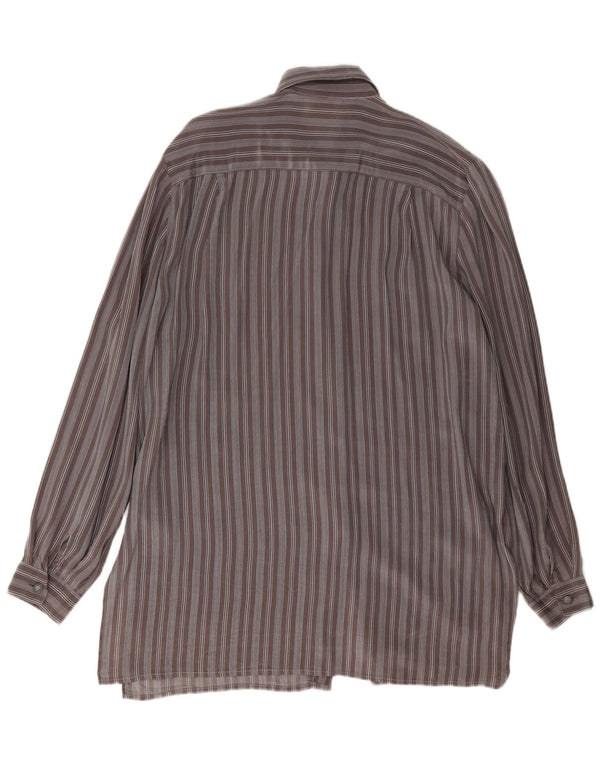 Vintage Womens Shirt Dress IT 46 Large Grey Striped Acetate