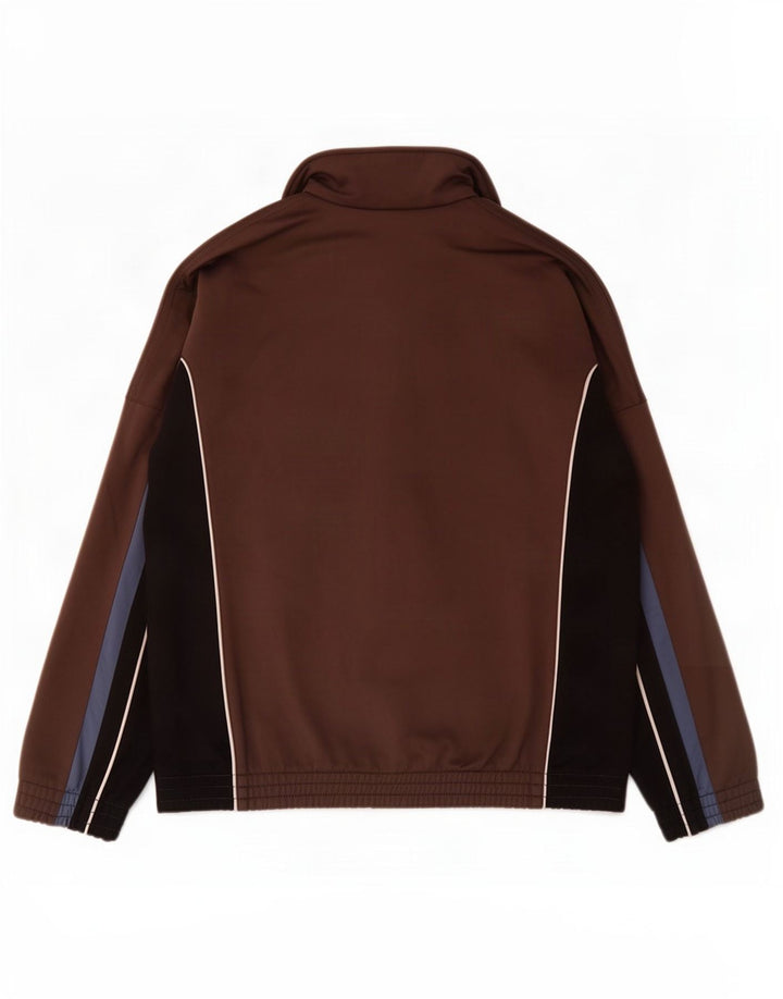 Diadora Mens Tracksuit Top Jacket IT 52 Large Brown Colourblock Polyester