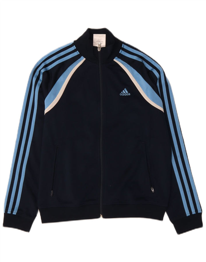 Adidas Boys Tracksuit Top Jacket 11-12 Years Navy Blue Colourblock