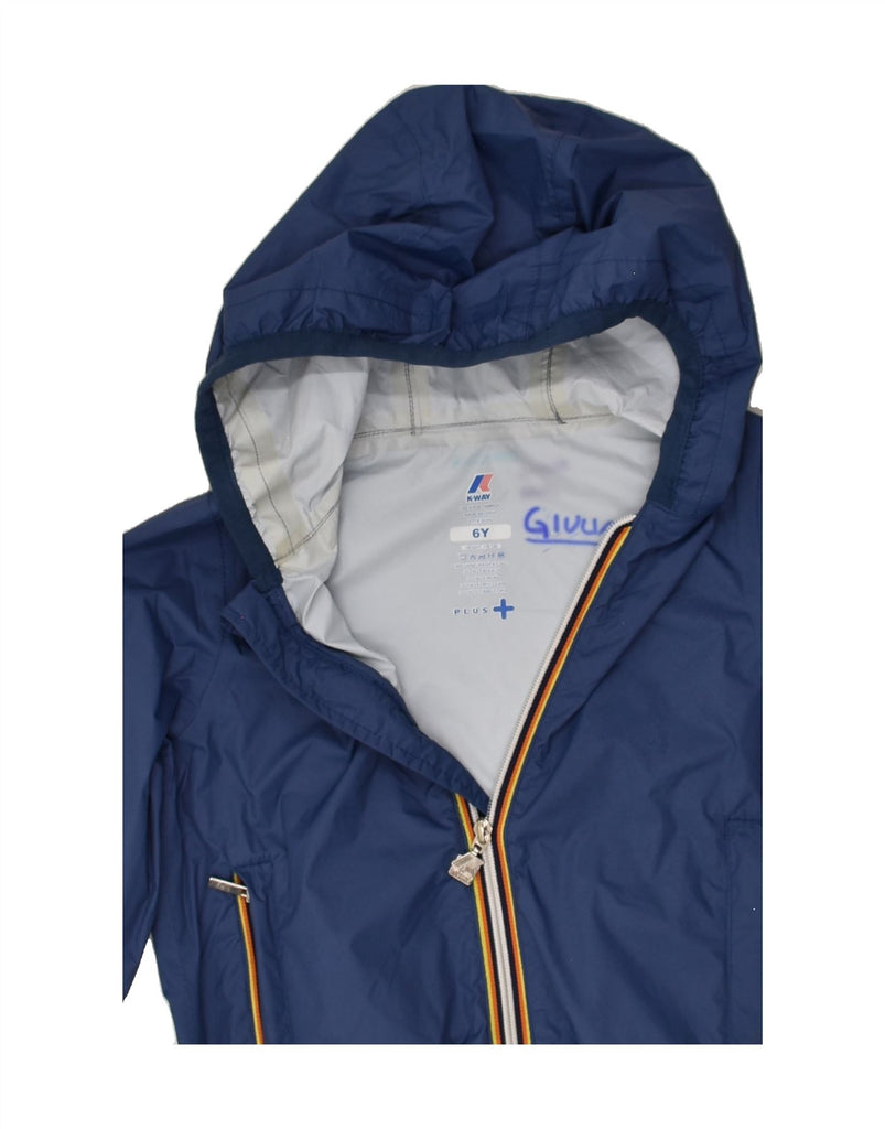 K-WAY Boys Hooded Rain Jacket 5-6 Years Blue Polyester | Vintage K-Way | Thrift | Second-Hand K-Way | Used Clothing | Messina Hembry 