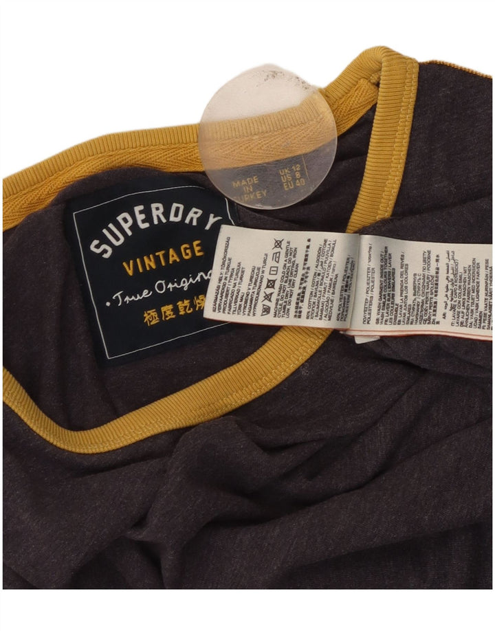 SUPERDRY Womens Graphic T-Shirt Top UK 12 Medium  Purple Cotton