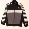 Adidas Boys Tracksuit Top Jacket 7-8 Years Black Colourblock Polyester