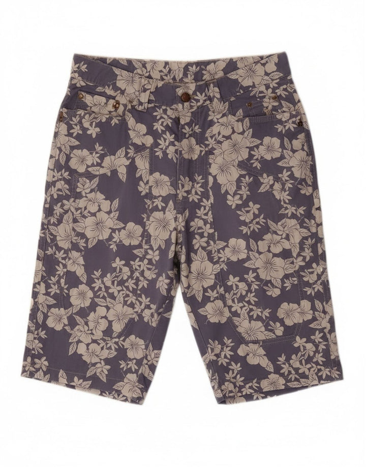 Jeckerson Mens Bermuda Shorts W31 Medium Blue Floral Cotton