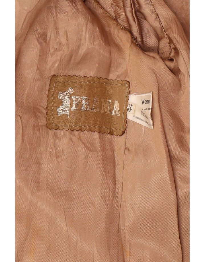 Vintage Womens 2 Button Blazer Jacket IT 44 Medium Beige Leather Classic