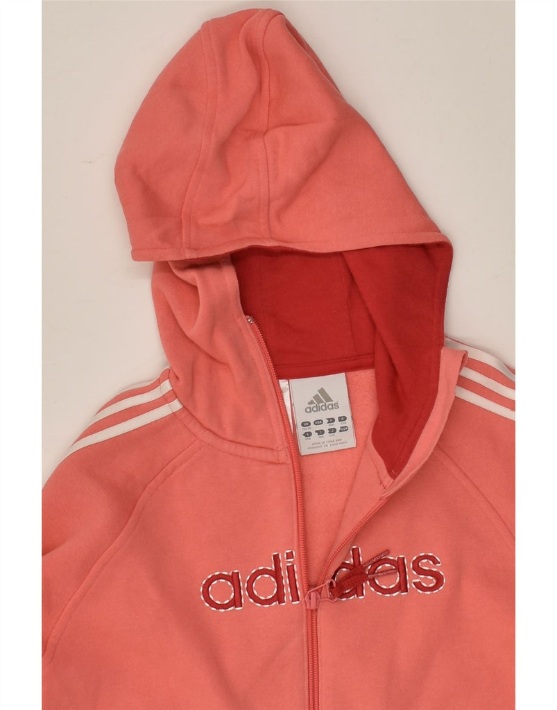 ADIDAS Girls Graphic Zip Hoodie Sweater 9-10 Years Medium Beige Cotton | Vintage Adidas | Thrift | Second-Hand Adidas | Used Clothing | Messina Hembry 