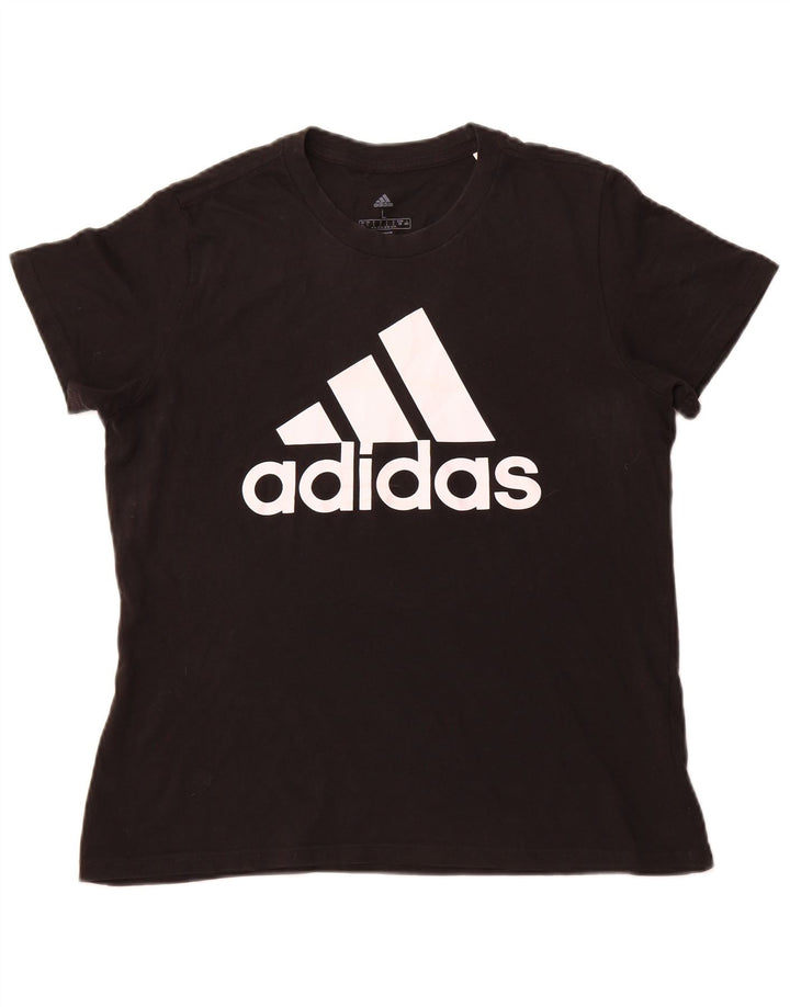 ADIDAS Womens Graphic T-Shirt Top UK 16/18 Large Black Cotton