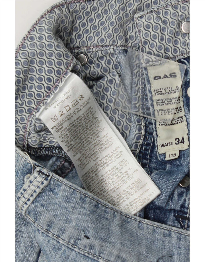 Gas Mens Distressed Slim Jeans W34 L32 Blue Cotton