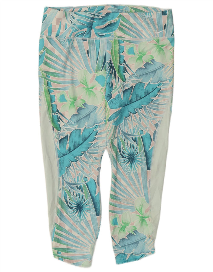 Nike Womens Capri Leggings UK 20 2XL Green Floral