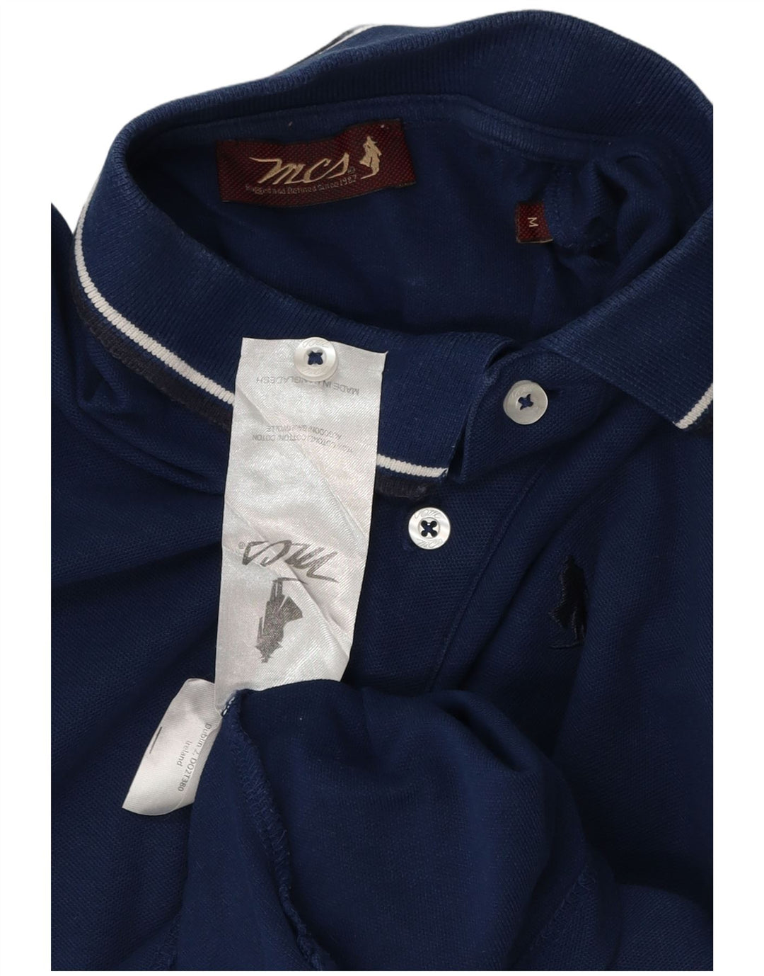 MARLBORO CLASSICS Mens Polo Shirt Medium Navy Blue Cotton