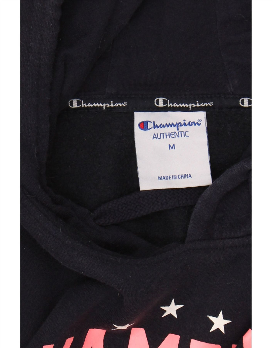 CHAMPION Womens Rochester Oversized Hoodie Jumper UK 14 Medium Navy Blue Vintage Champion and Second-Hand Champion from Messina Hembry 