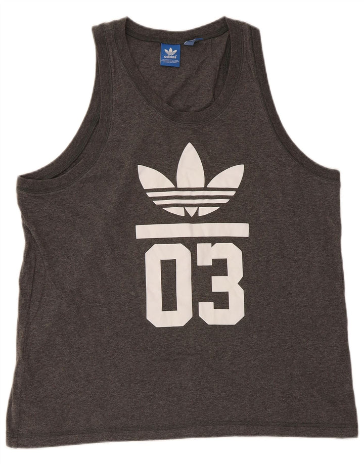 Adidas Mens Graphic Vest Top Large Grey Cotton
