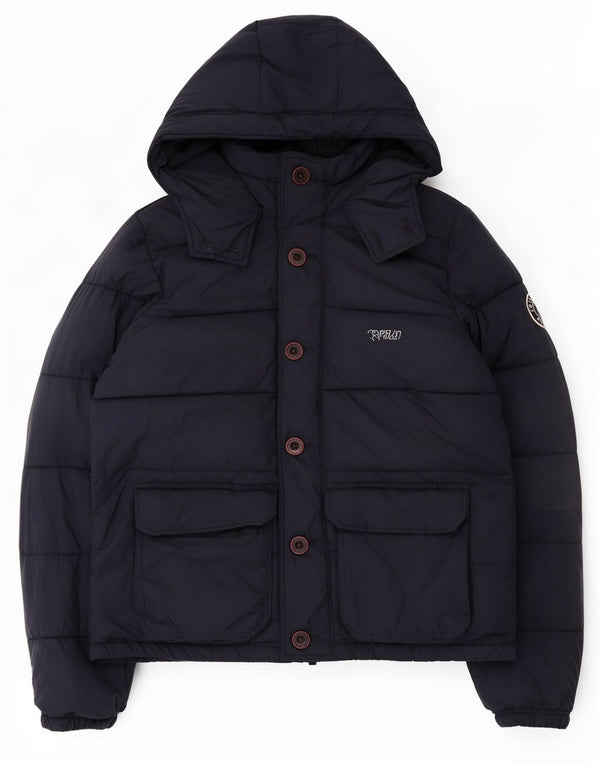 Abercrombie & Fitch Mens Hooded Padded Jacket UK 42 XL Navy Blue Polyester