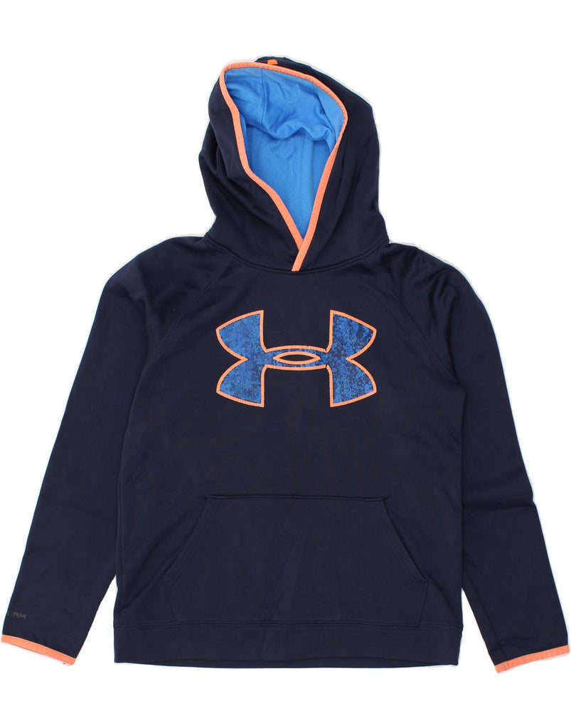 UNDER ARMOUR Boys Cold Gear Hoodie Jumper 10-11 Years Large Navy Blue | Vintage Under Armour | Thrift | Second-Hand Under Armour | Used Clothing | Messina Hembry 