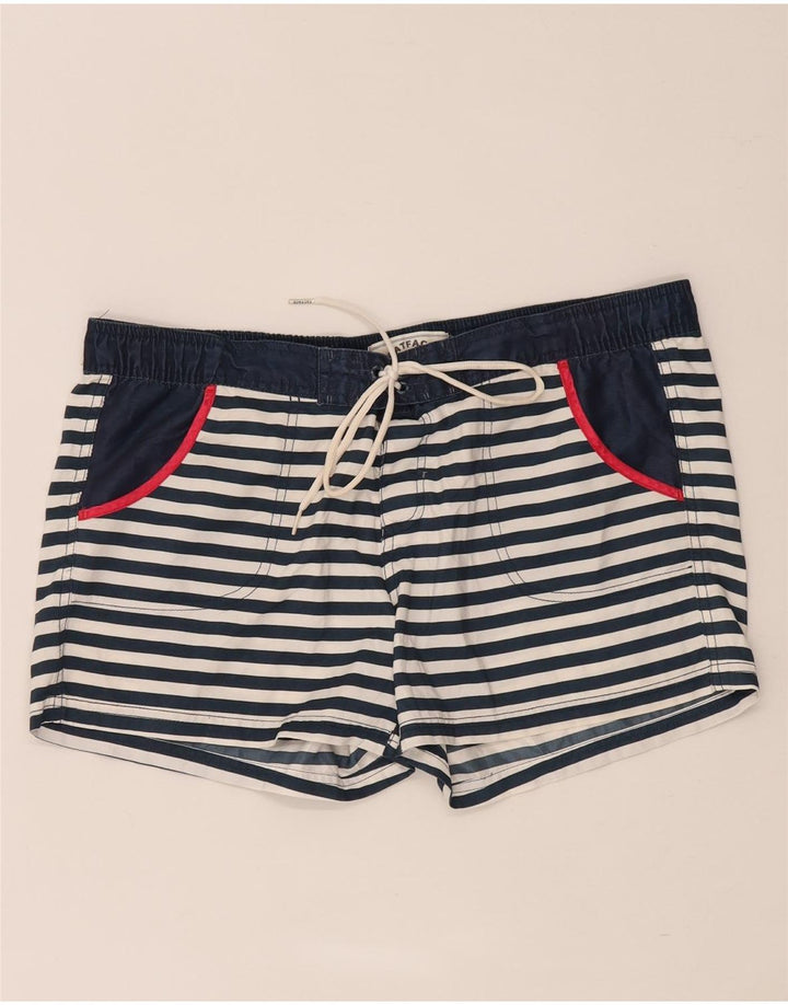Fat Face Womens Swimming Shorts UK 14 Large Navy Blue Striped Polyester