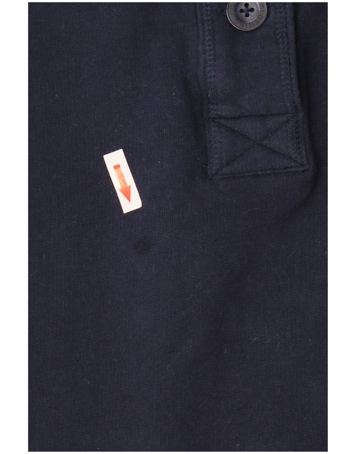CREW CLOTHING Womens Button Neck Sweatshirt Jumper UK 16 Large Navy Blue