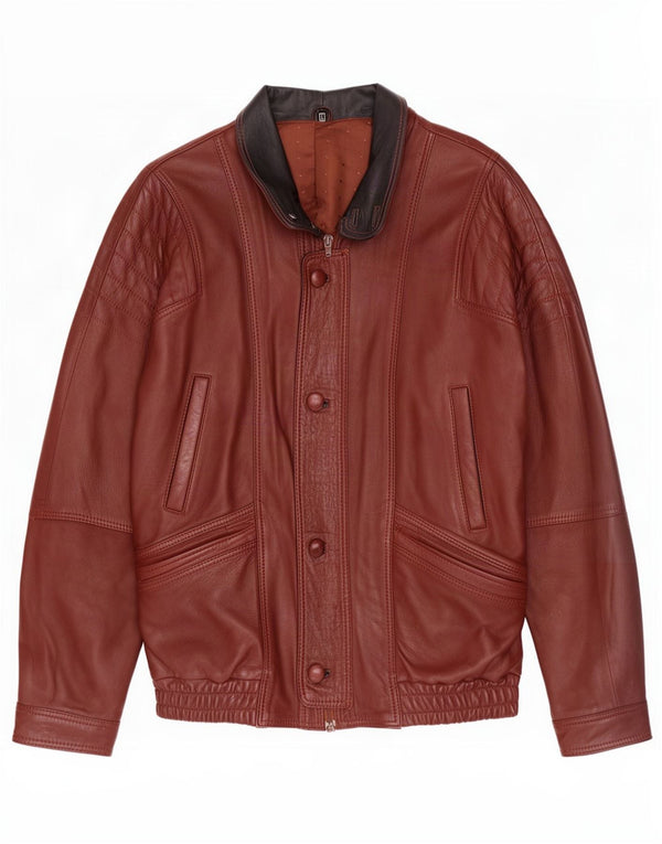 Vintage Mens Bomber Leather Jacket UK 40 Large Brown