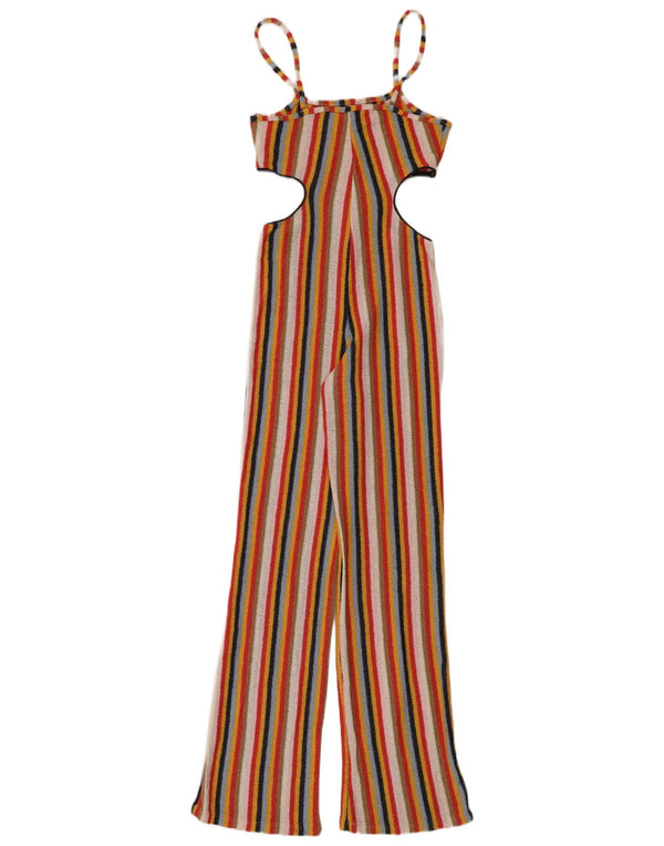 Zara Womens Cut Out Sleeveless Jumpsuit UK 12 Medium Multicoloured Striped