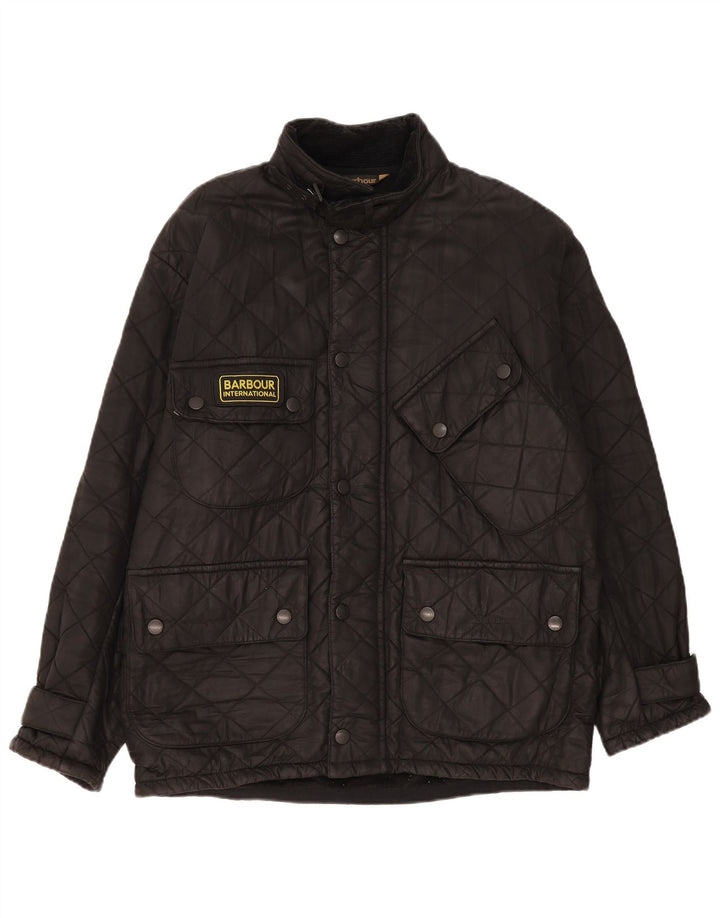 Barbour Mens Quilted Jacket UK 40 Large Black Cotton