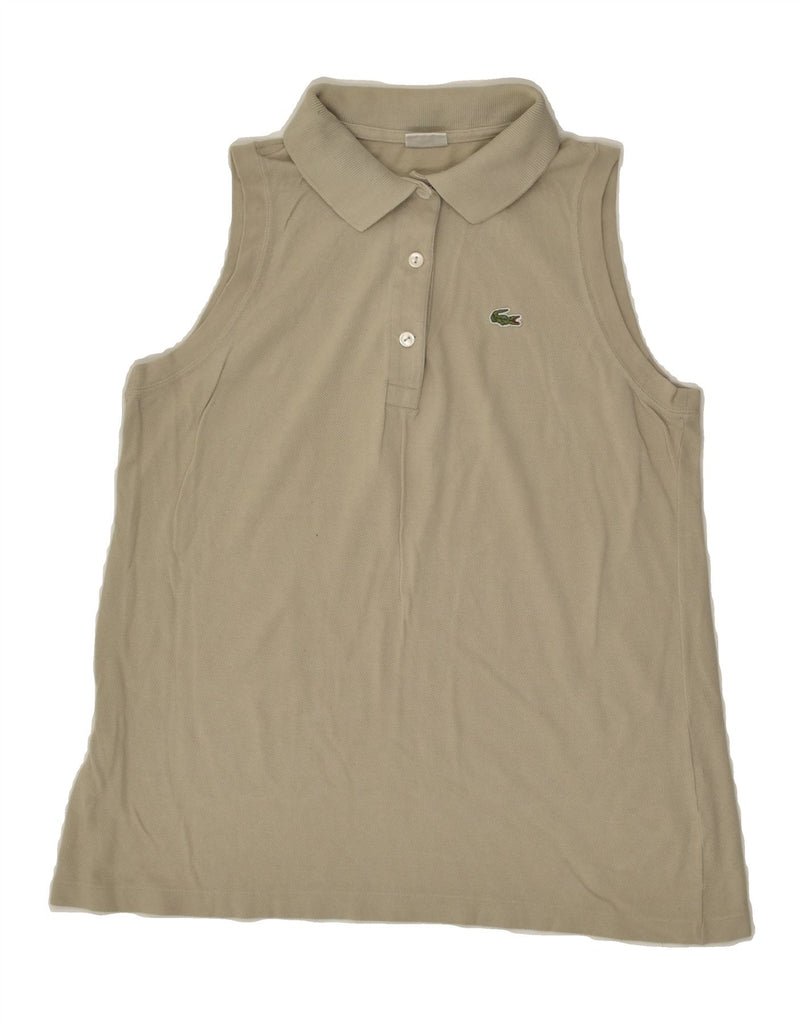 LACOSTE Womens Sleeveless Polo Shirt Size 42 Large Beige | Vintage Lacoste | Thrift | Second-Hand Lacoste | Used Clothing | Messina Hembry 