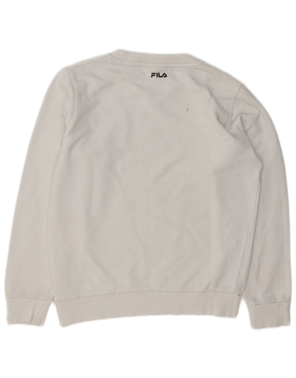 Fila Womens Oversized Sweatshirt Jumper UK 10 Small White Cotton