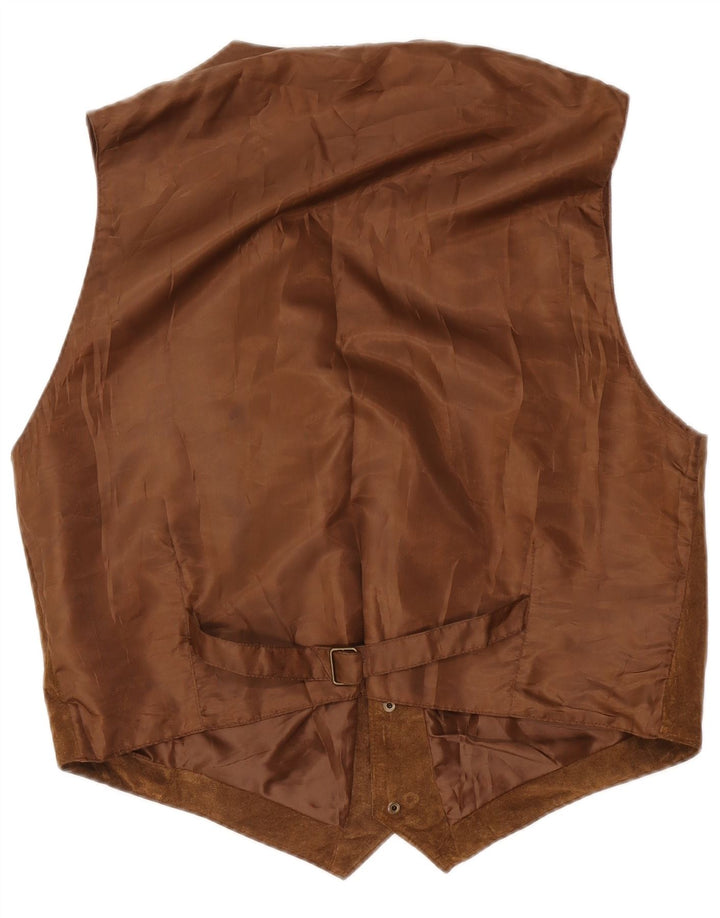 Vintage Mens Suede Waistcoat IT 52 Large Brown Leather
