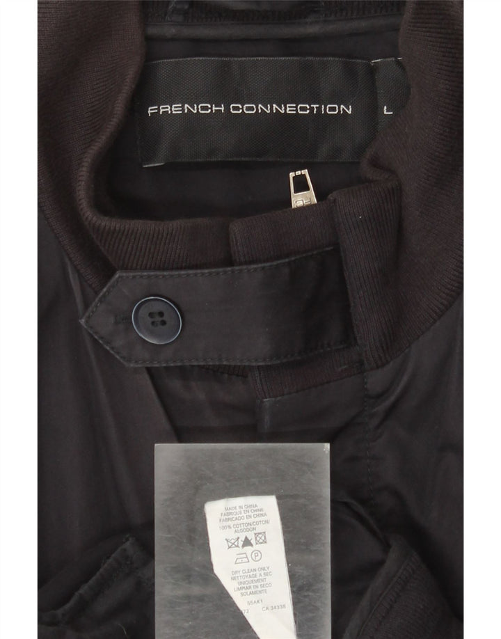 French Connection Mens Bomber Jacket UK 40 Large Navy Blue Cotton