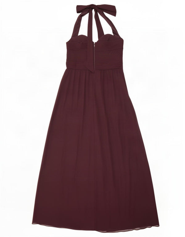Coast Womens Maxi Halter Dress UK 12 Medium Burgundy Polyester