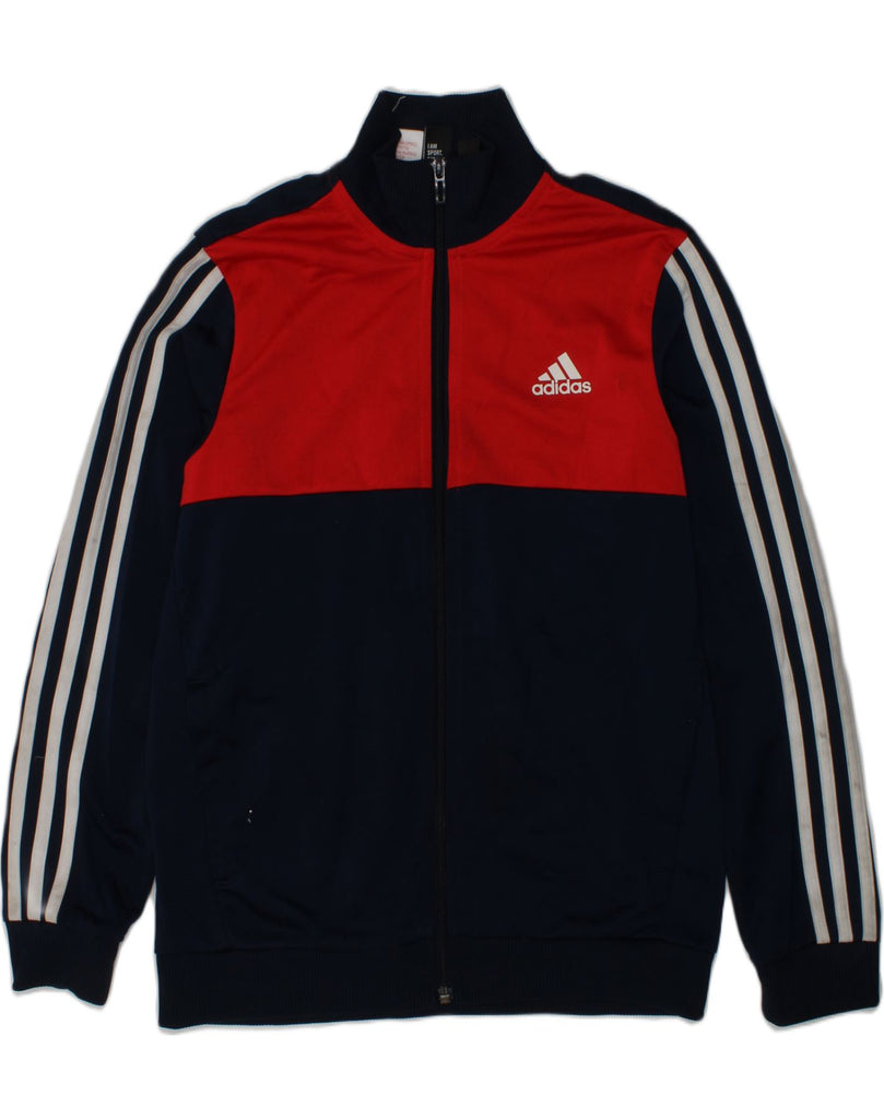 ADIDAS Boys Tracksuit Top Jacket 11-12 Years Navy Blue Colourblock | Vintage Adidas | Thrift | Second-Hand Adidas | Used Clothing | Messina Hembry 