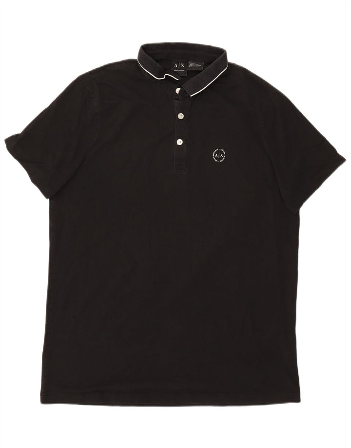 ARMANI EXCHANGE Mens Polo Shirt XL Black Cotton
