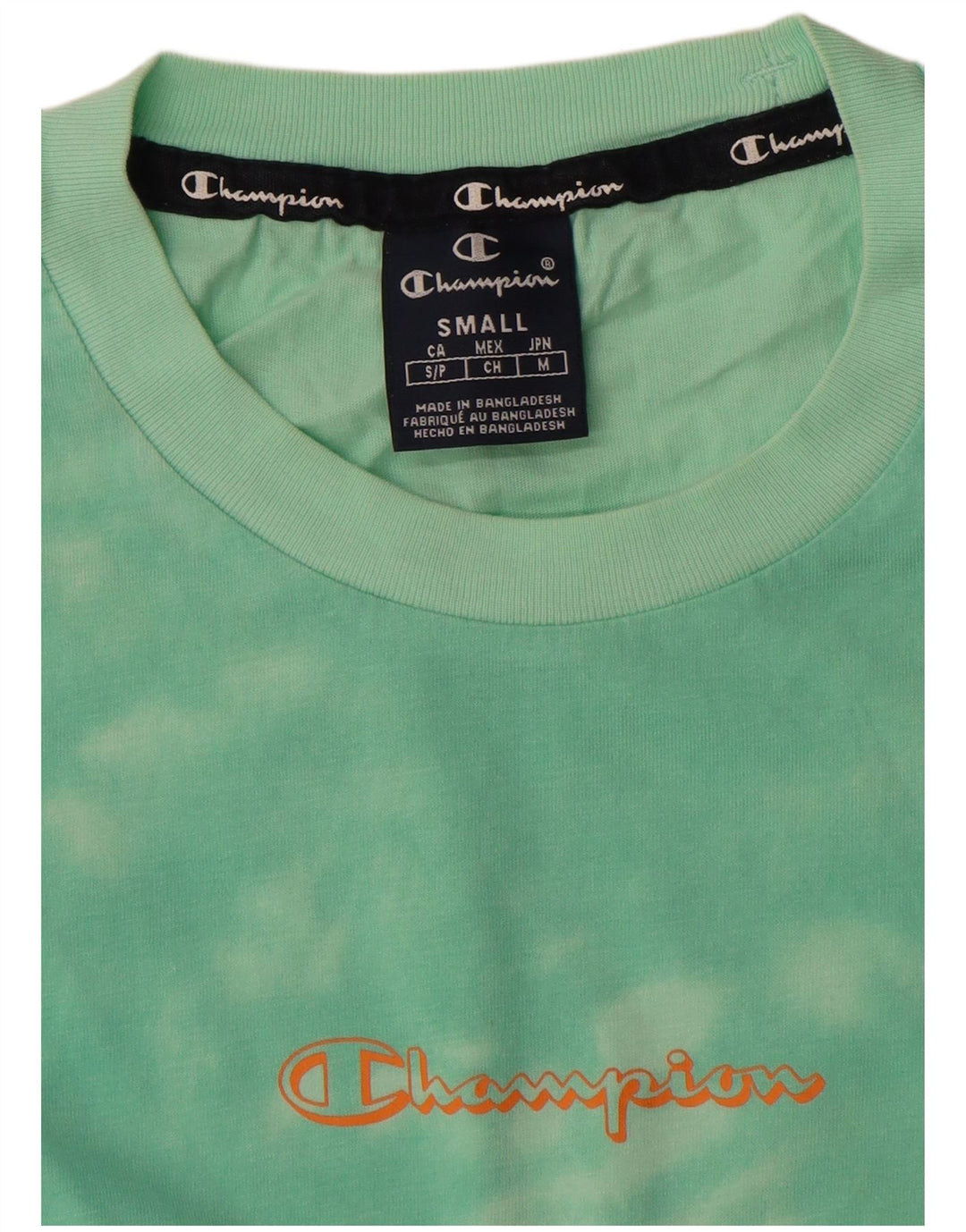 Champion Mens Graphic T-Shirt Top Small Green Tie Dye